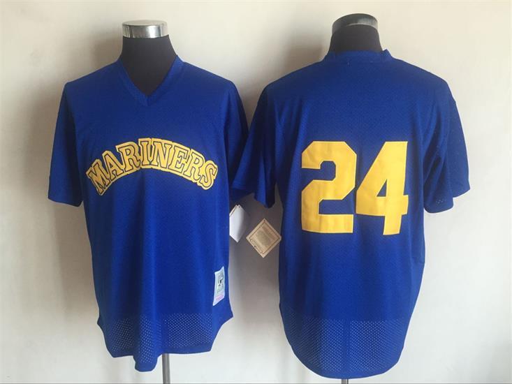 2017 MLB Seattle Mariners #24 Ken Griffey Blue Throwback Jerseys->toronto blue jays->MLB Jersey